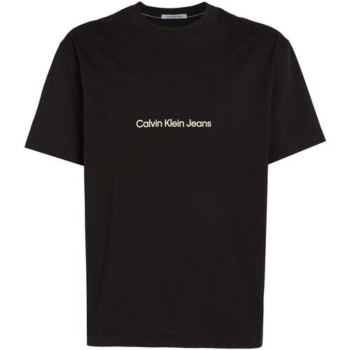 Vêtements Homme T-shirts manches courtes Ck Jeans Square Frequency Log Noir