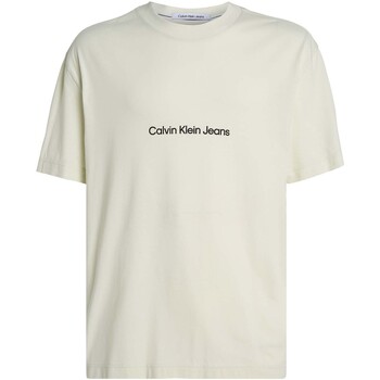 Vêtements Homme T-shirts manches courtes Ck Jeans Square Frequency Log Blanc