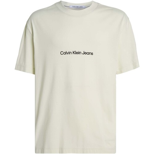 Vêtements Homme T-shirts manches courtes Ck Jeans Square Frequency Log Blanc