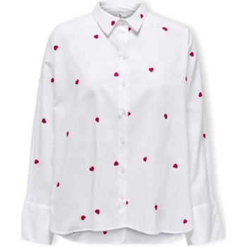 Vêtements Femme Tops / Blouses Only New Lina Grace Shirt L/S - Bright White/Heart Blanc