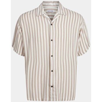 Vêtements Homme Chemises manches longues Jack & Jones 12249367 RESORT STRIPE-CROCKERY Beige