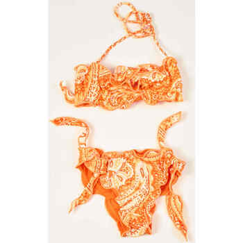 F * * K Bikini bandeau  pour filles avec bas noué Orange