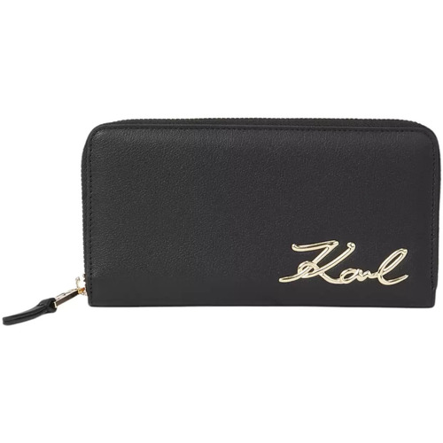 Sacs Femme Portefeuilles Karl Lagerfeld petit portefeuille noir signature 2.0 Noir