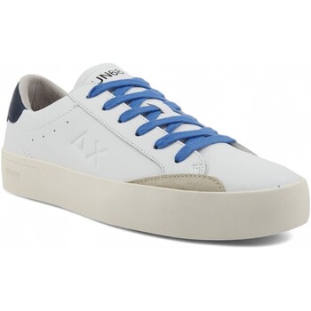 Chaussures Homme Multisport Sun68 Street Leather Sneaker Uomo Bianco Navy Blue Z34140 Blanc