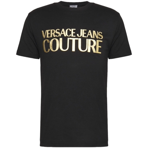 Vêtements Homme brioni long sleeved polo shirt item Versace Jeans Couture Logo Thick Foil T-shirt Black Noir