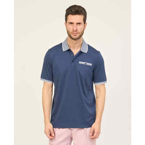 Vêtements Homme T-shirts & Polos Bugatti Polo homme  en coton avec poche poitrine Bleu