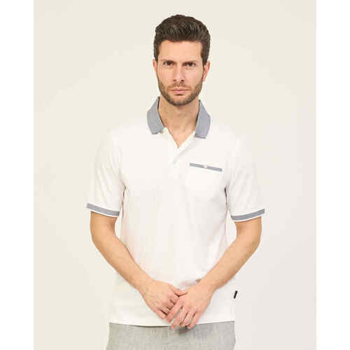 Vêtements Homme T-shirts & Polos Bugatti Polo homme  en coton avec poche poitrine Blanc