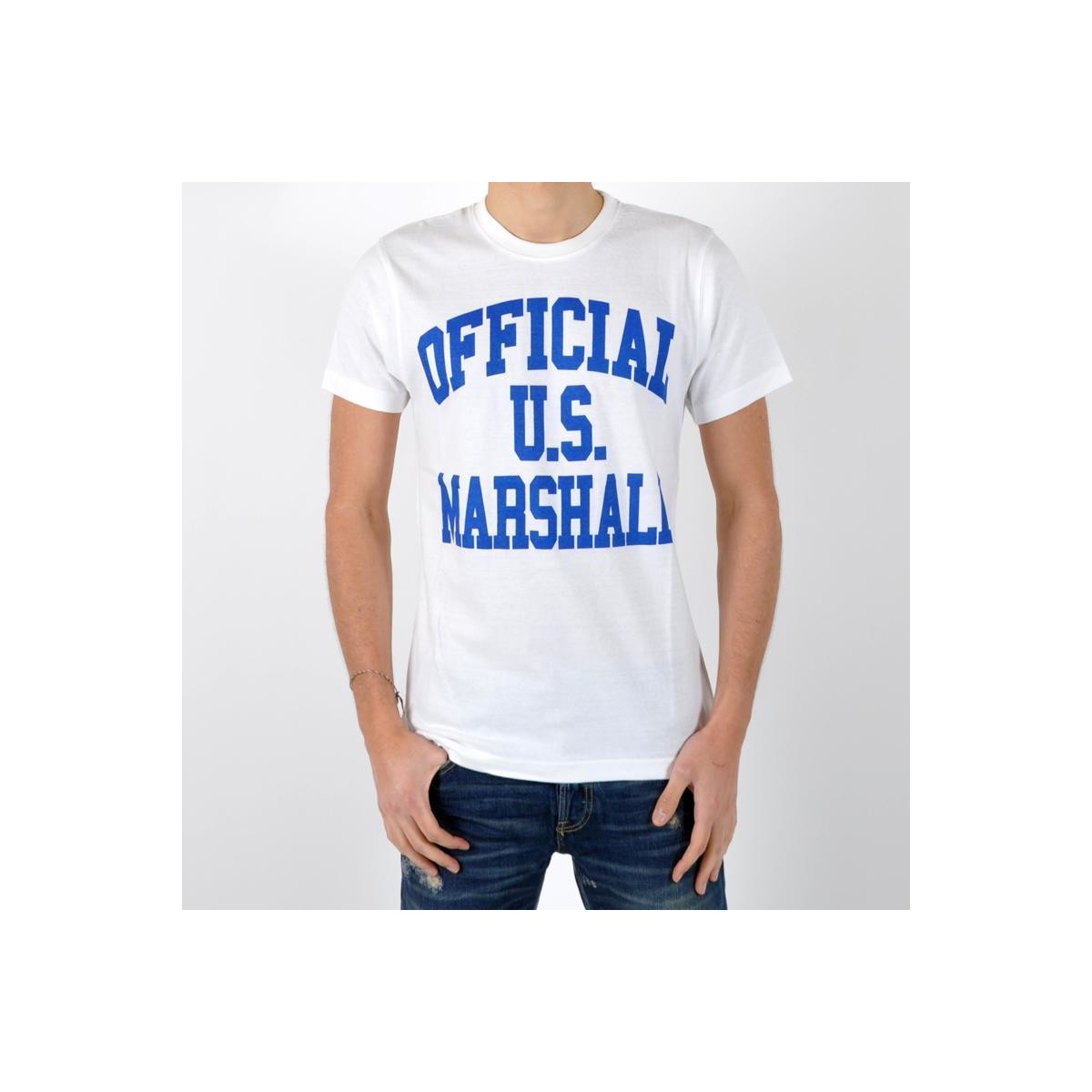 Vêtements Homme T-shirts manches courtes U.S Marshall T-Shirt Us Marshall Official  Bleu Bic Blanc