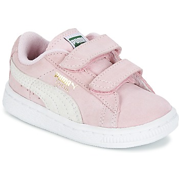 Chaussures Fille Baskets basses AOP Puma SUEDE 2 STRAPS PS Rose / Blanc