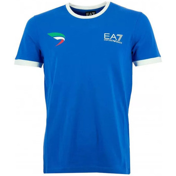 Vêtements Homme T-shirts & Polos Emporio Armani Kids logo-patch metallic T-shirt Blau Tee-shirt Bleu