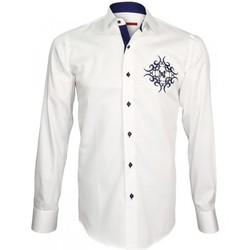 Vêtements Homme Chemises manches longues Andrew Mc Allister chemise brodee heraldic blanc Blanc