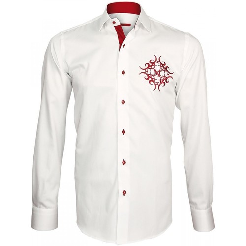Andrew Mc Allister chemise brodee heraldic blanc Blanc - Vêtements Chemises  manches longues Homme 55,00 €