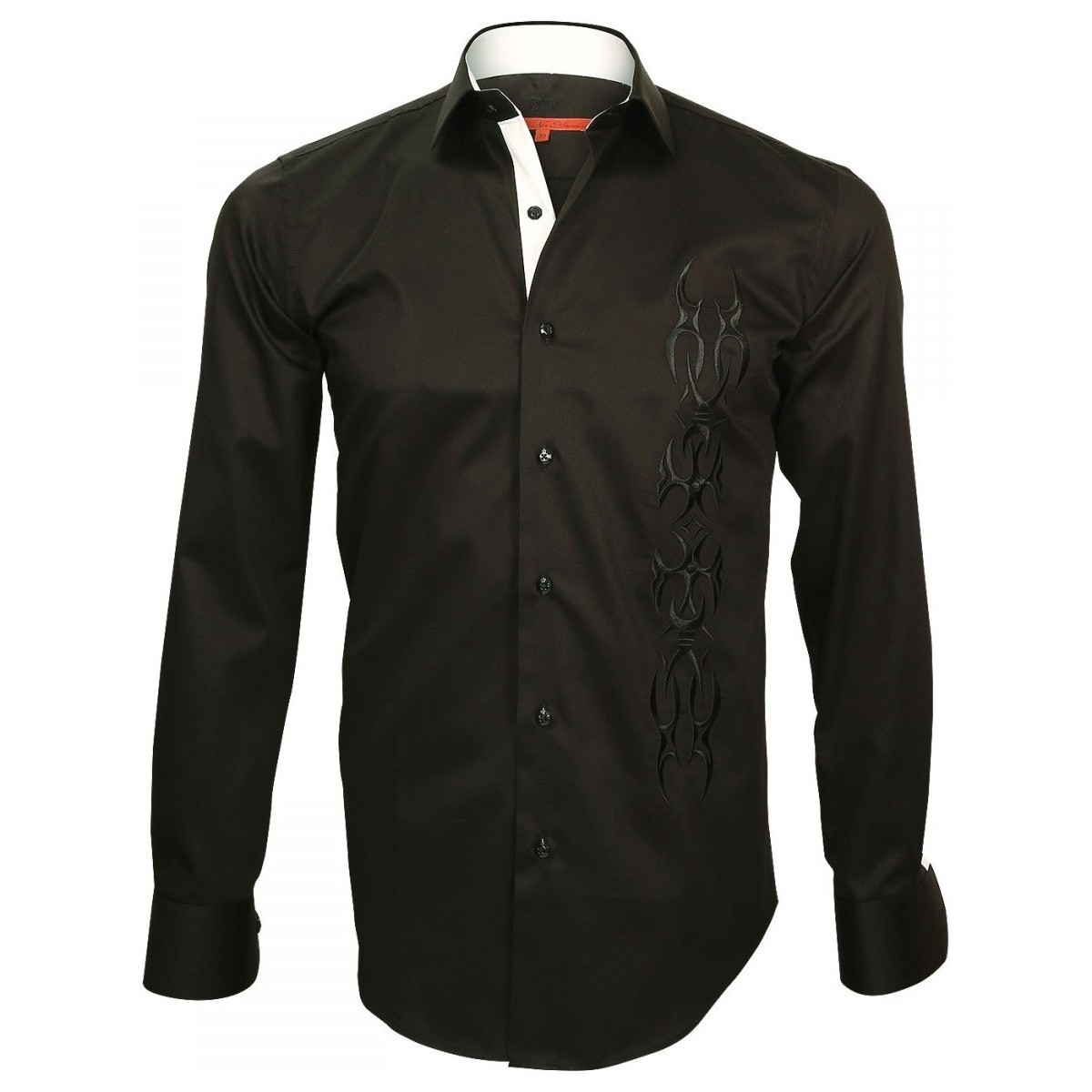 Vêtements Homme Chemises manches longues Andrew Mc Allister chemise brodee etnica noir Noir