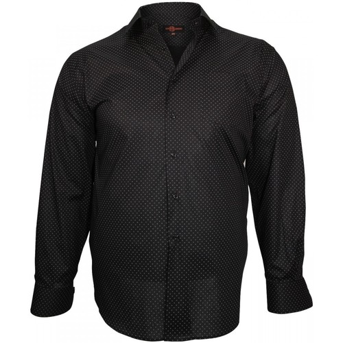 Vêtements Homme Chemises manches longues Doublissimo chemise fantaisie print noir Noir