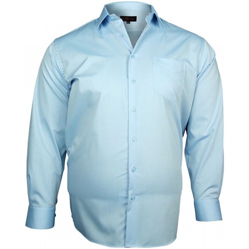 Doublissimo chemise popeline traditionnelle bleu Bleu - Vêtements Chemises  manches longues Homme 43,50 €