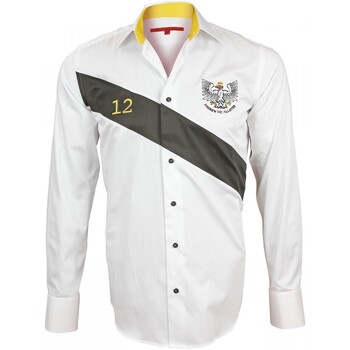Vêtements Homme Chemises manches longues Chemise Oxford Derby Vert chemise brodee twelve blanc Blanc