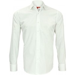 Vêtements Homme Chemises manches longues Chantons sous la pluie chemise brodee leeds blanc Blanc