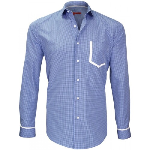 Vêtements Homme Chemises manches longues Andrew Mc Allister chemise a carreaux bristol bleu Bleu