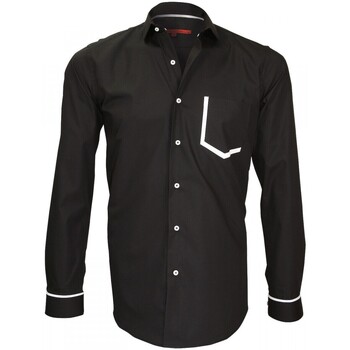 Vêtements Homme Chemises manches longues Suivi de commande chemise mode col italien piccadilly noir Noir