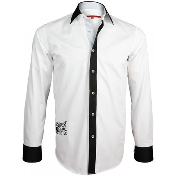 Vêtements Homme Chemises manches longues Andrew Mc Allister chemise brodee jimmy blanc Blanc