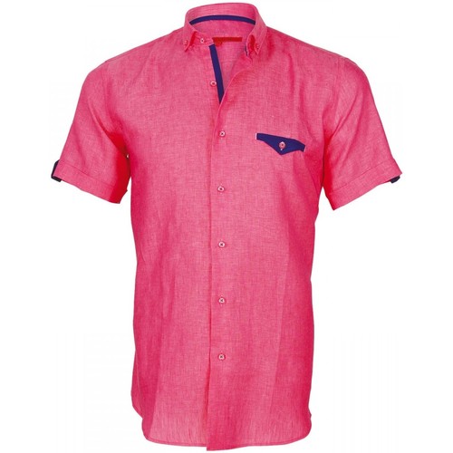 Vêtements Homme Chemises manches courtes Chemise Oxford Derby Vert chemisette mode rainbow rose Rose