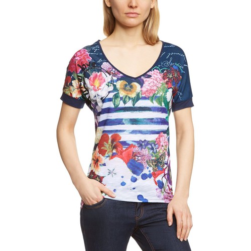 Vêtements Desigual TEE SHIRT AMPLE Bleu - Vêtements T-shirts & Polos Femme 37 