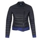 Giorgio leather Armani round neck textured jacket