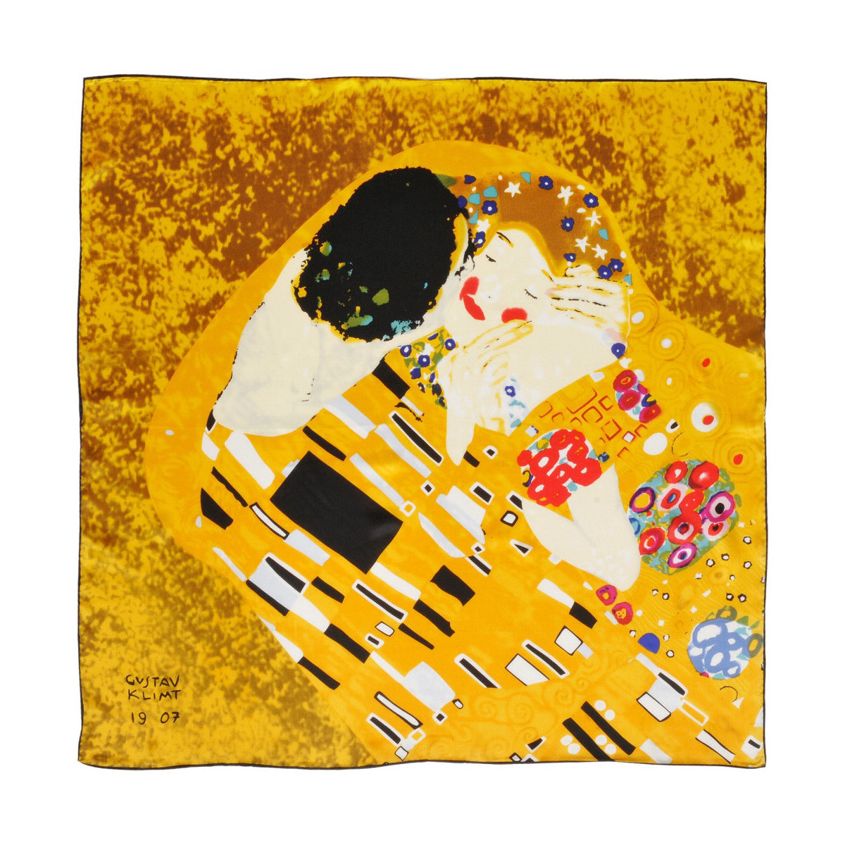 Accessoires textile Femme Echarpes / Etoles / Foulards Silkart Carré de soie Gustav Klimt Baiser Jaune