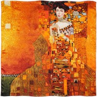 Accessoires textile Femme Echarpes / Etoles / Foulards Silkart Carré de soie Gustav Klimt Portrait d'Adèle orange