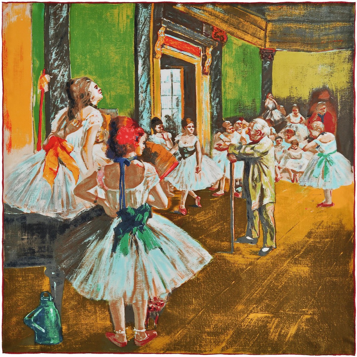 Accessoires textile Femme Echarpes / Etoles / Foulards Silkart Carré de soie Edgar Degas La classe de danse Multicolore