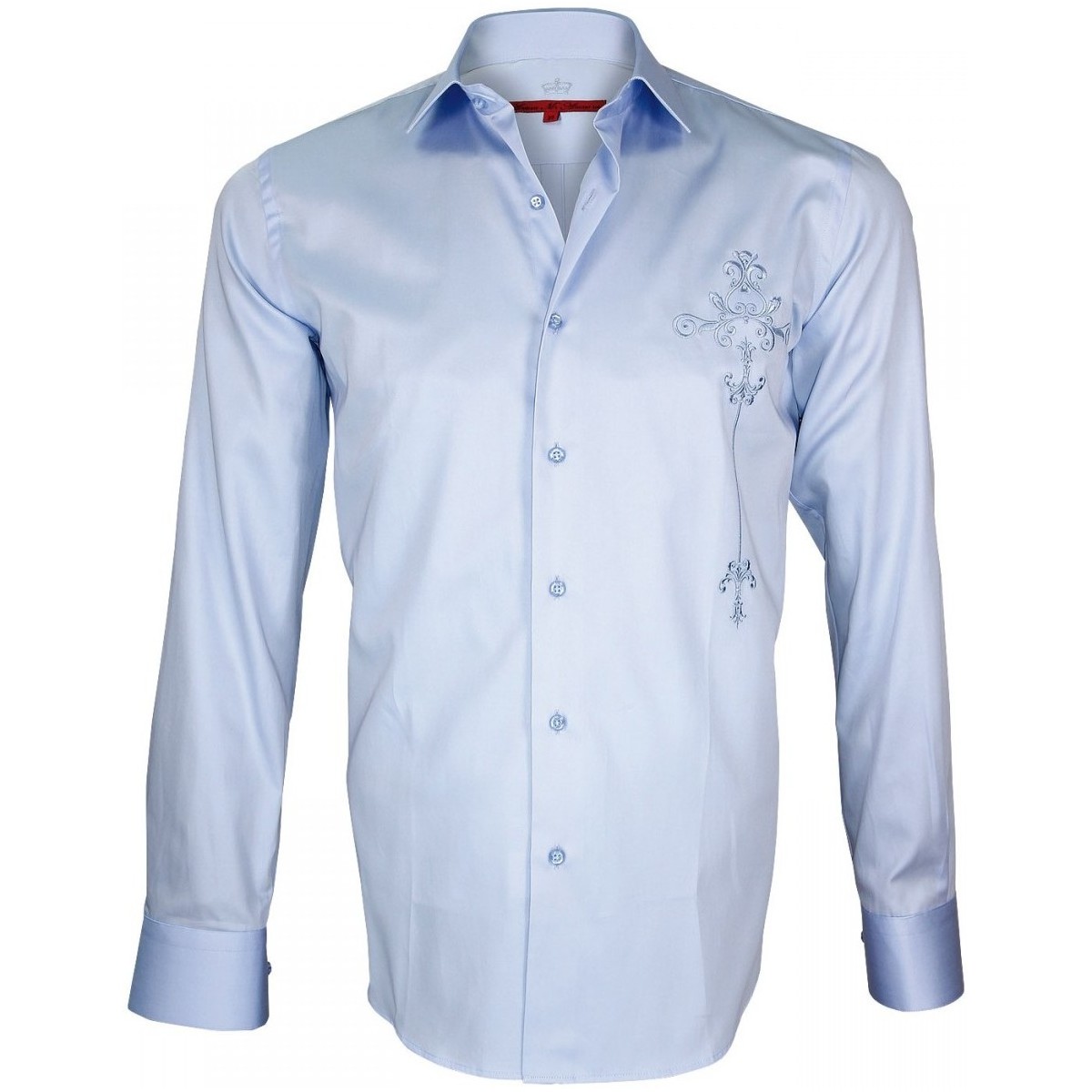 Vêtements Homme Chemises manches longues Andrew Mc Allister chemise brodee leeds bleu Bleu