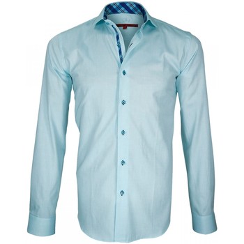 Vêtements Homme Chemises manches longues Relaxed polo-shirts office-accessories cups chemise a courdieres elbow turquoise Bleu