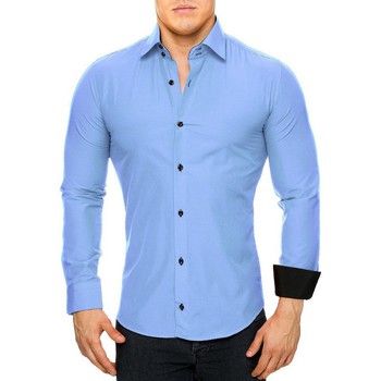 Vêtements Homme Chemises manches longues Monsieurmode Chemise homme élégante Chemise 44 bleu clair Bleu