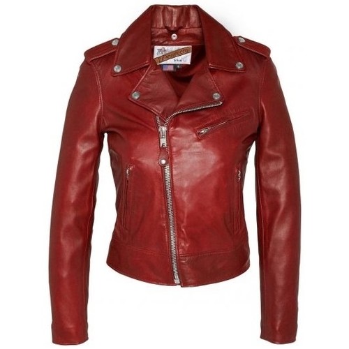 Schott BLOUSON PERFECTO Rouge LCW 1601D Rouge - Vêtements Blousons Femme  239,40 €