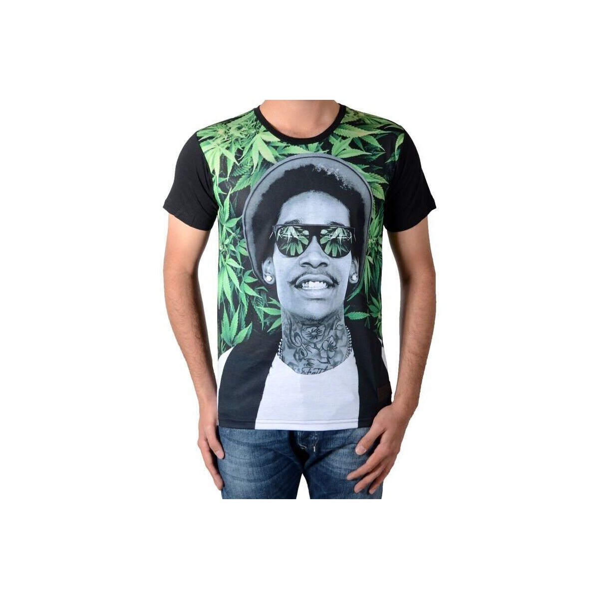 Vêtements Homme T-shirts manches courtes Celebry Tees Rap Green Noir