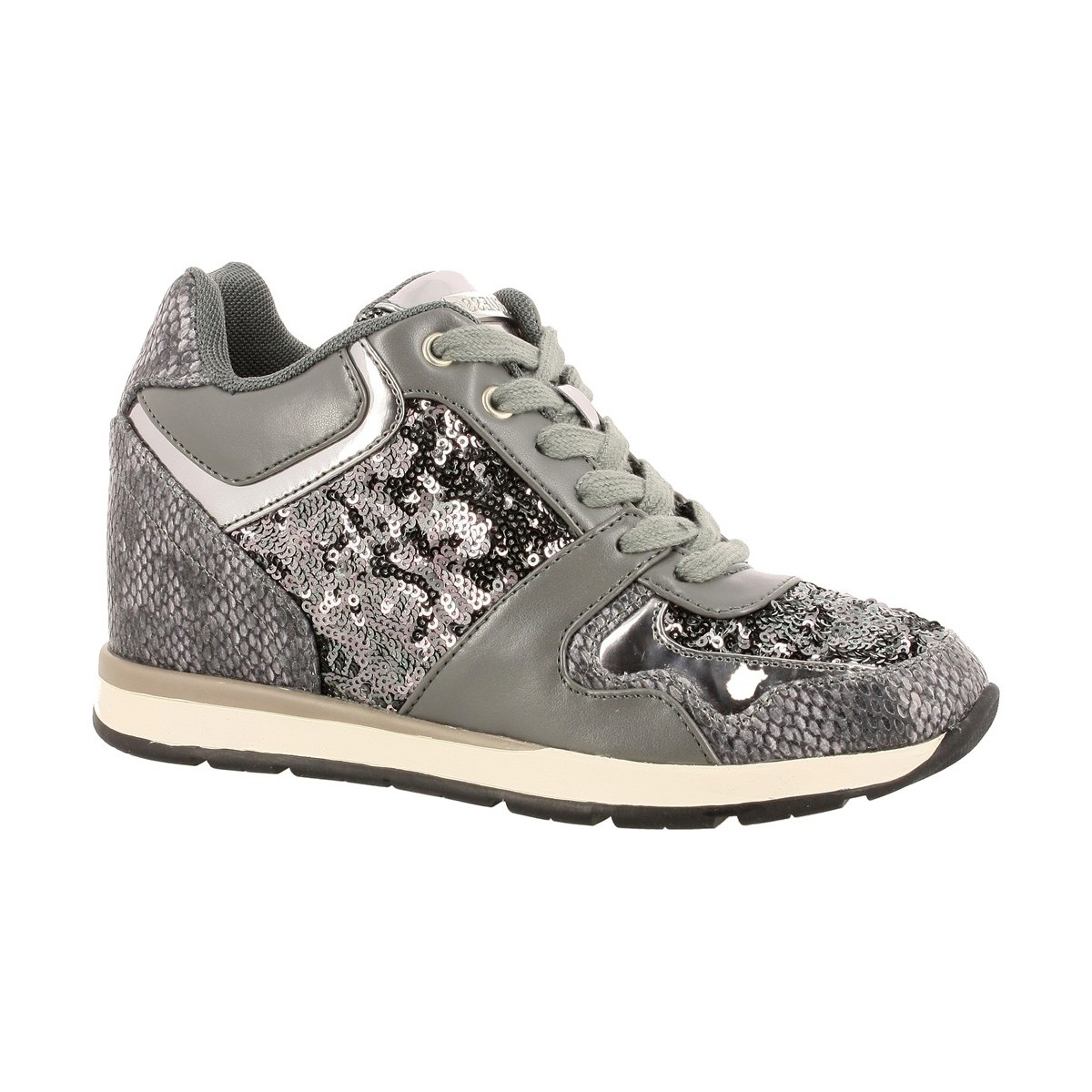 Chaussures Femme Baskets mode Guess LACEYY PAILLETTES Gris