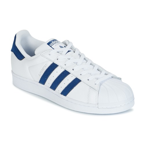 adidas Originals SUPERSTAR Blanc / Bleu - Chaussures Baskets 