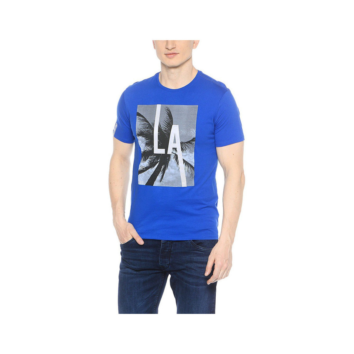 Vêtements Homme Polos manches courtes Guess T-Shirt Homme Look Through Bleu Bleu