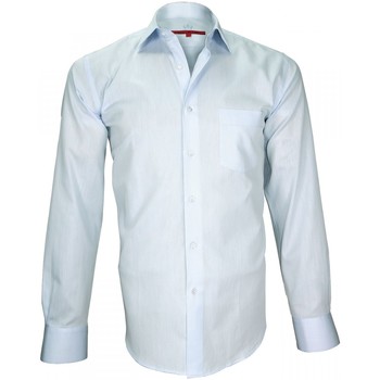 Vêtements Homme Chemises manches longues Belted 3 4 Sleeve Pique Polo Dresser chemise classique tradition bleu Bleu