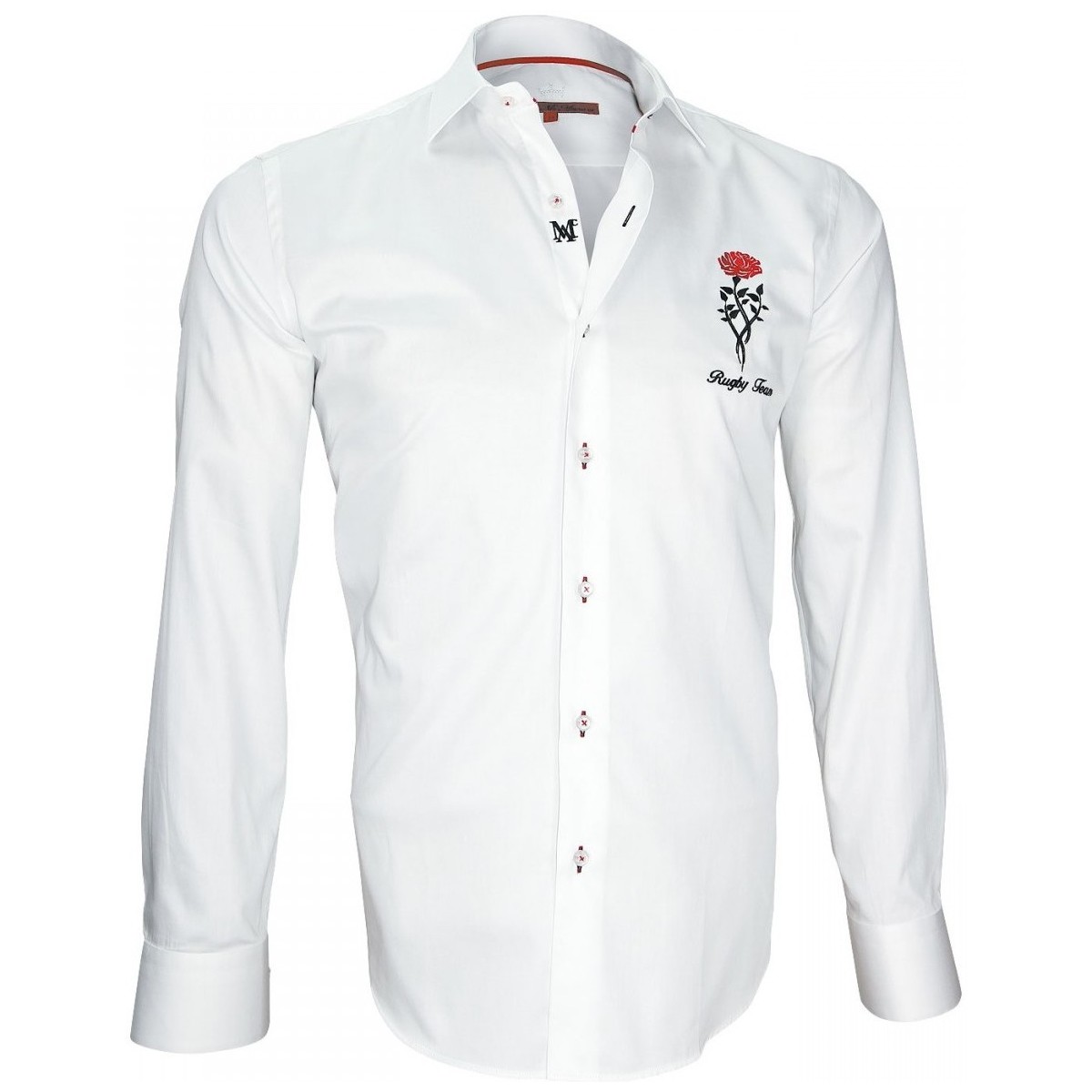 Vêtements Homme Chemises manches longues Andrew Mc Allister chemise brodee tweickenham blanc Blanc