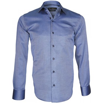 Vêtements Homme Chemises manches longues Emporio Balzani chemise double retors biagi bleu Bleu