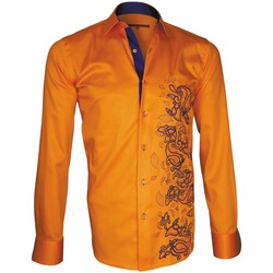 Vêtements Homme Chemises manches longues Andrew Mc Allister chemise brodee paysley orange Orange