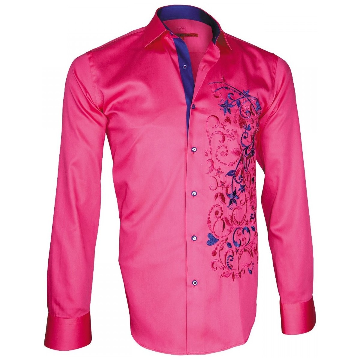 Vêtements Homme Chemises manches longues Andrew Mc Allister chemise brodee flowerty rose Rose