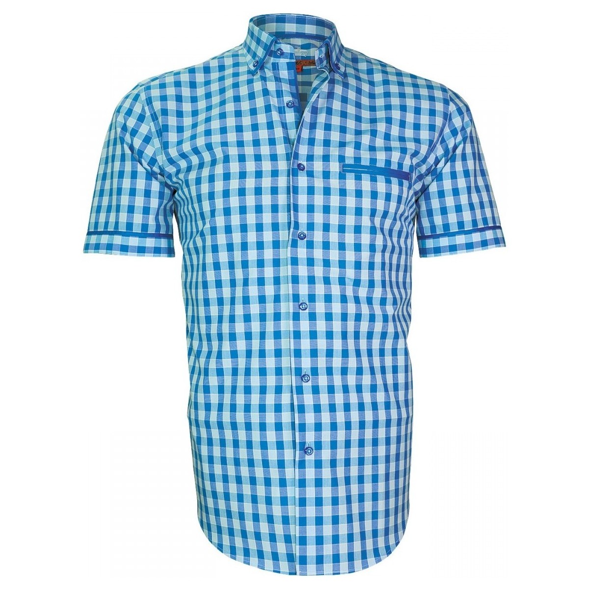 Vêtements Homme Chemises manches courtes Andrew Mc Allister chemisette vichy dixon bleu Bleu