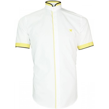 Vêtements Homme Chemises manches courtes Chemise Oxford Derby Vert chemisette col mao luxley blanc Blanc