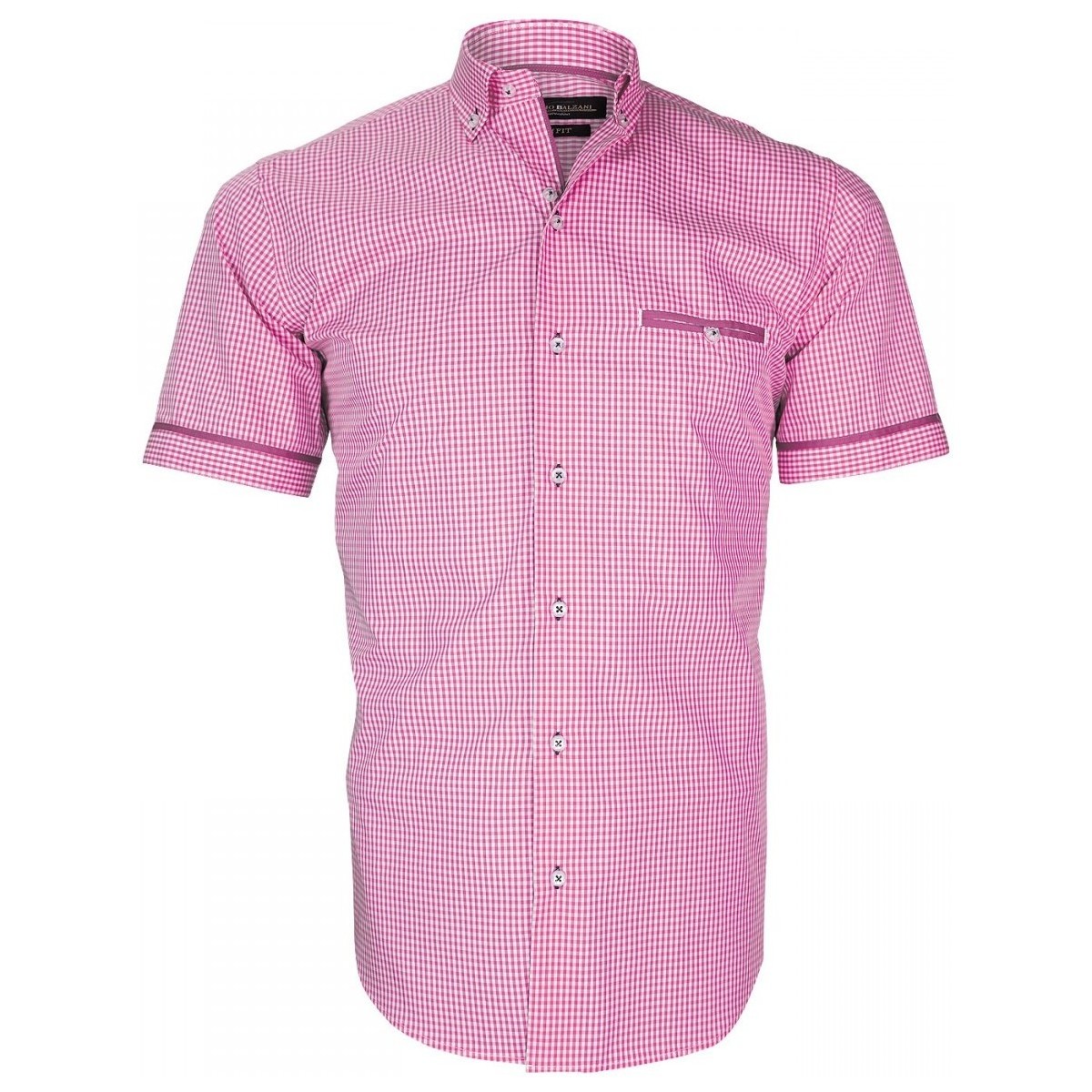 Vêtements Homme Chemises manches courtes Emporio Balzani chemisette vichy piastrella rose Rose