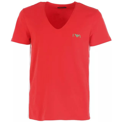 Vêtements Homme T-shirts & Polos Camiseta azul marino con logo pequeño plateado EA7 Core ID de Armanini V-NECK Rouge