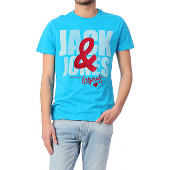 Vêtements Homme Polos manches courtes Jack & Jones T-Shirt  Gerrad Hawaiian Ocean Bleu