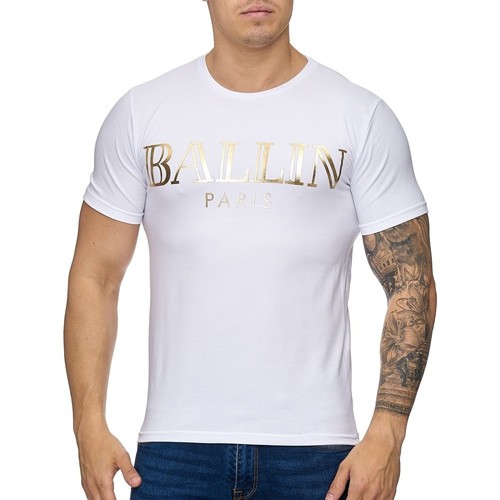 Vêtements Homme T-shirts & Polos Violento Tee shirt homme Ballin T-shirt 1004 blanc doré Blanc