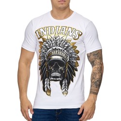 Vêtements Homme T-shirts manches courtes Violento T-shirt homme tete d'indien T-shirt 994 blanc doré Blanc